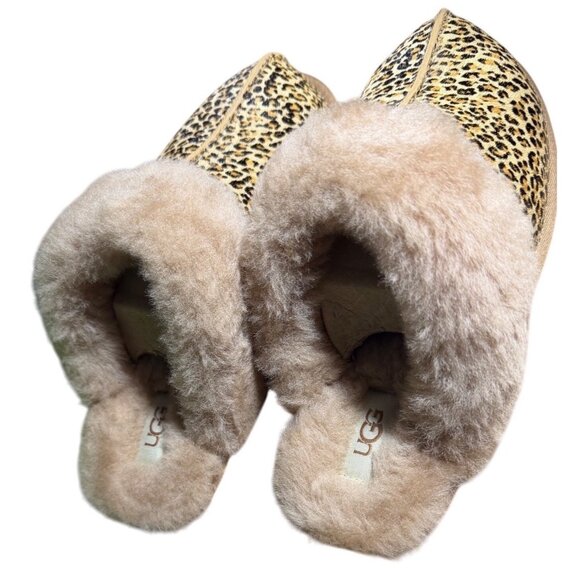 UGG Scuffette II Leopard Pony Hair Shearling Slippers New in Box Size 8 - Picture 9 of 16